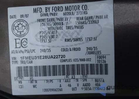 2008 Ford Explorer Sport Trac Xlt from USA, damaged, VIN 1FMEU31E28UA22720